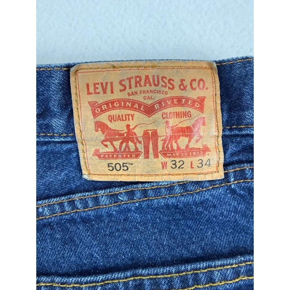 Levi's 505‎ Regular Fit Jeans Mens 32x34 Dark Wash Straight Leg Denim